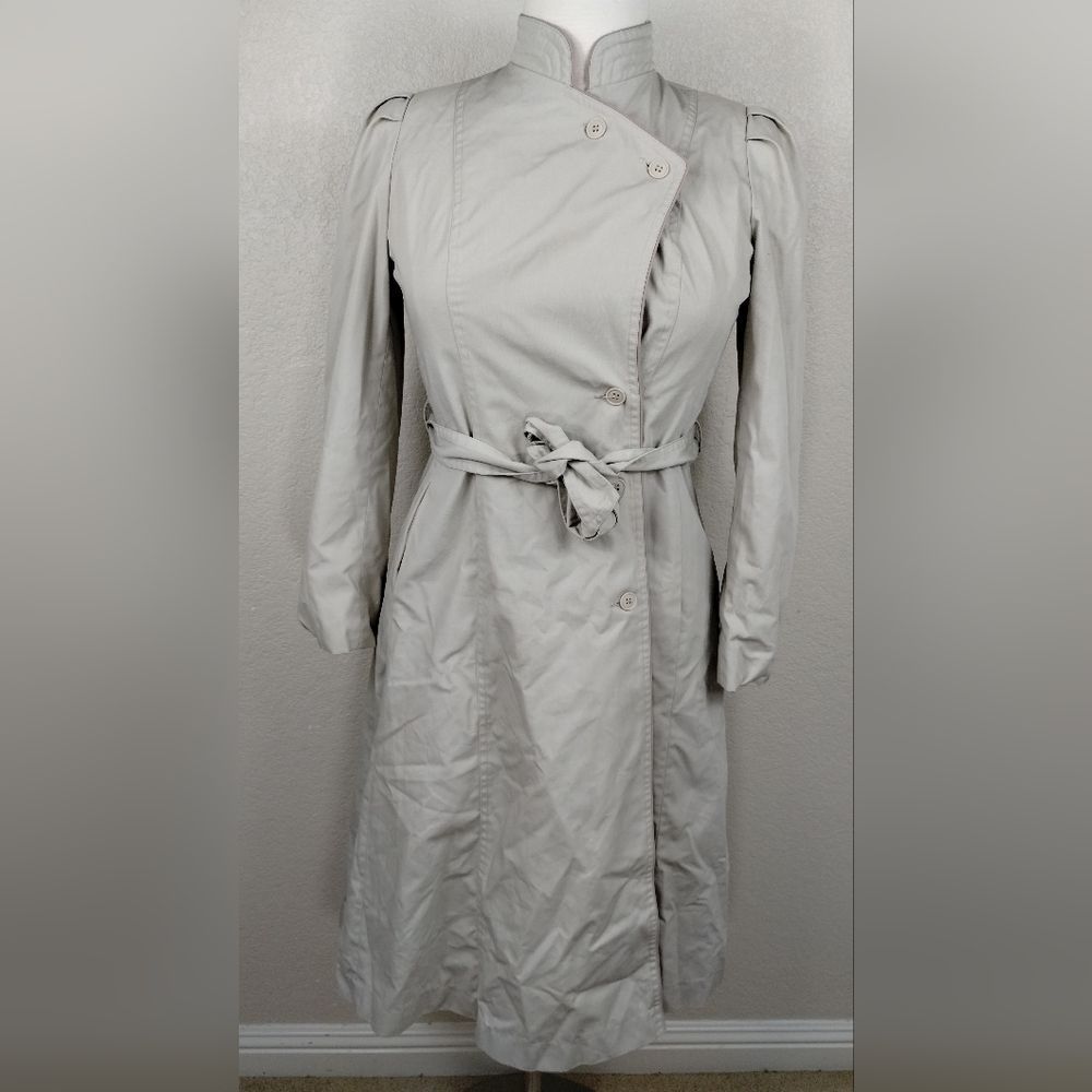 Trench Coat Button Up With Pleated Shoulders & Belt
